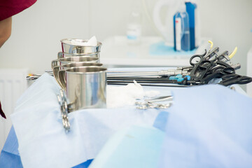 sterile surgical instruments in the operating room