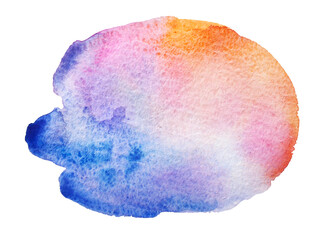 Blue watercolor stain with gradient on white background