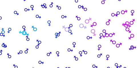 Light Pink, Blue vector background with woman symbols.