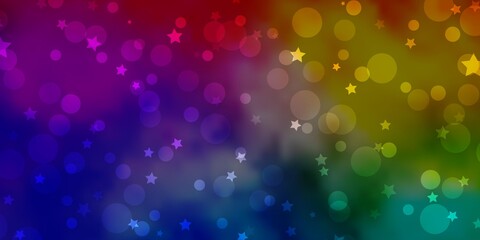 Obraz premium Light Multicolor vector template with circles, stars. Abstract illustration with colorful shapes of circles, stars. Design for wallpaper, fabric makers.