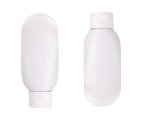 Two blank white cosmetic tubes