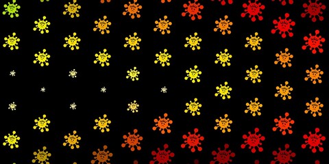 Dark green, red vector backdrop with virus symbols.