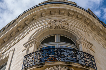 Bayonne, France. 19.06.2020 . Window and balcony. Old French building, architectural masterpiece. History art.