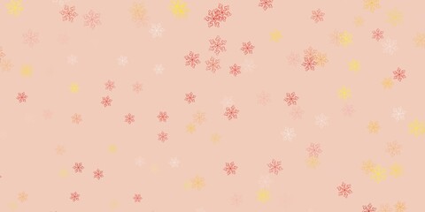 Light red, yellow vector natural artwork with flowers.