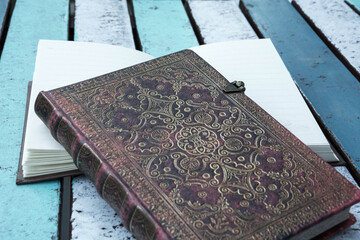 vintage book on a wooden table