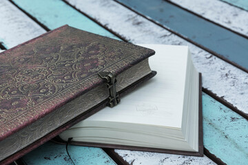 vintage book on a wooden table