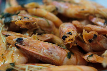 Group of fried prawns