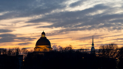 View of state chancelory in munich, during sunset