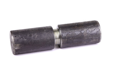 Metal hinges isolated on a white background. Hinges bullet type