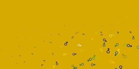 Light Green, Red vector texture with women's rights symbols.