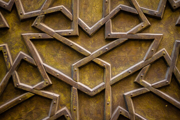 Abstract pattern on an ornate front door in London, UK