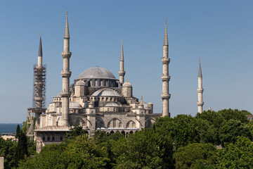 Fototapeta na wymiar Sultanahmet Blue Mosque in Sultanahmet, Istanbul, Turkey