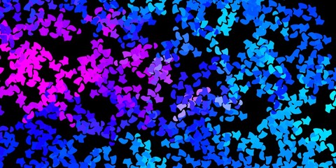 Dark pink, blue vector background with random forms.