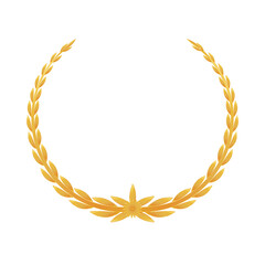 Laurel wreath, award gold color. Stock vector illustration on white isolated background.