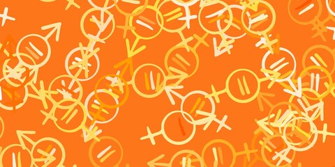 Light Orange vector texture with women's rights symbols.