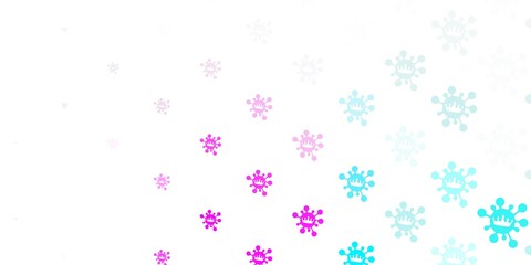 Light pink, blue vector background with covid-19 symbols.