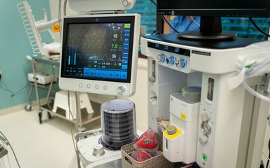 Anesthetic machine located in the operating room