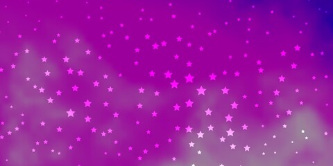 Dark Purple vector background with small and big stars. Modern geometric abstract illustration with stars. Best design for your ad, poster, banner.