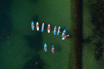 yoga on a sap board in the sea