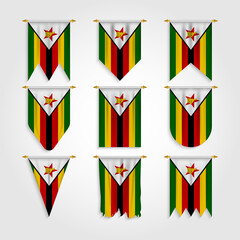 Fototapeta premium Zimbabwe flag in different shapes, Flag of Zimbabwe in various shapes