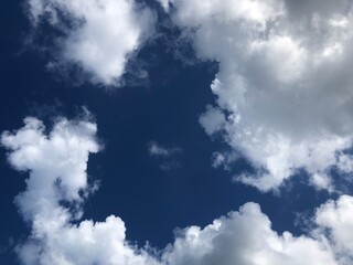 Obraz premium Blue sky with white clouds.Background concept.copy space.