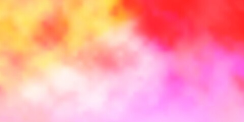 Light Pink, Yellow vector background with clouds. Gradient illustration with colorful sky, clouds. Template for landing pages.