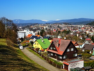 Fototapeta premium Czech Republic-view of the city Trutnov and Giant Mountains