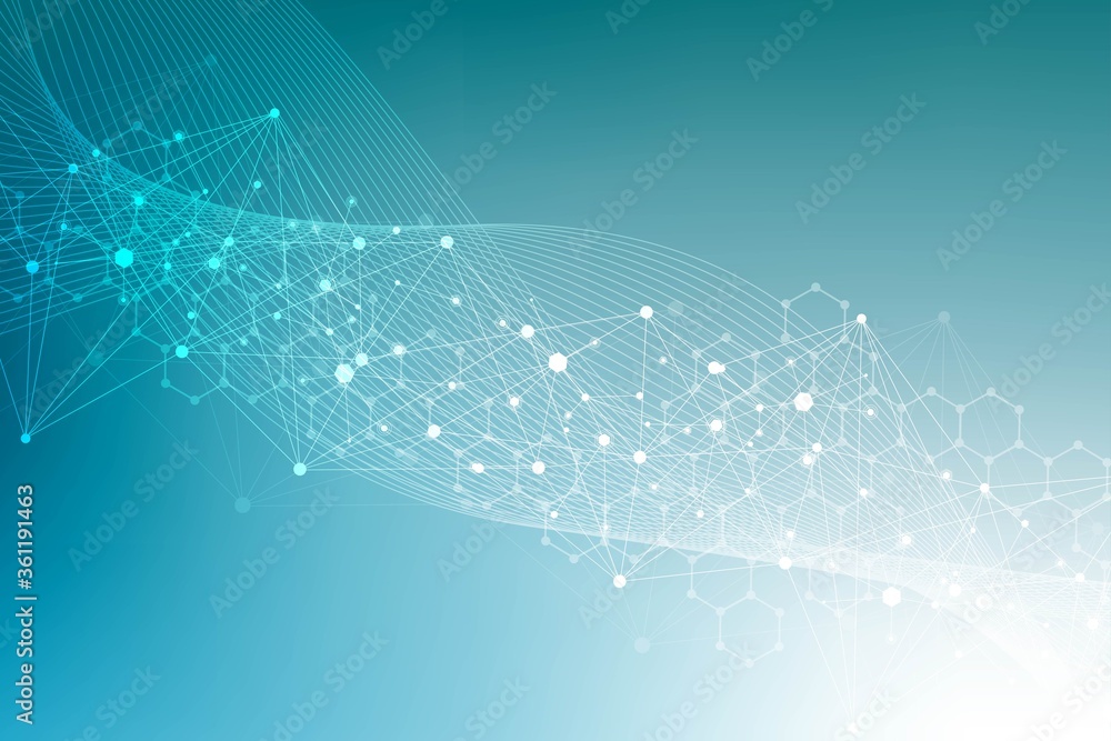 Aufkleber geometric abstract background with connected line and dots. structure molecule and communication. bi