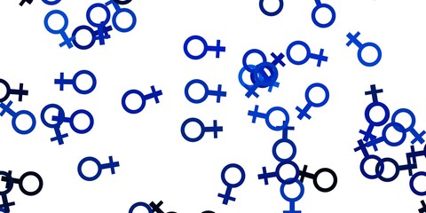 Light BLUE vector template with businesswoman signs.