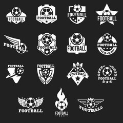 Fototapeta premium Collection logo, badge or label for football sport. Design templates emblem for soccer match, tournament, championship. Minimalistic vector illustration.