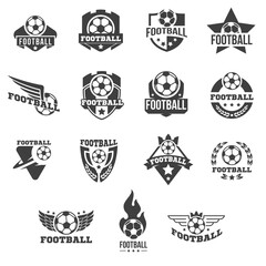 Naklejka premium Collection logo, badge or label for football sport. Design templates emblem for soccer match, tournament, championship. Minimalistic vector illustration.