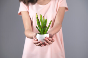 woman hand cactuse