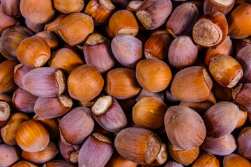 Pile of the hazelnuts for background. Healthy eating