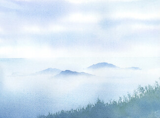 雲海　水彩画