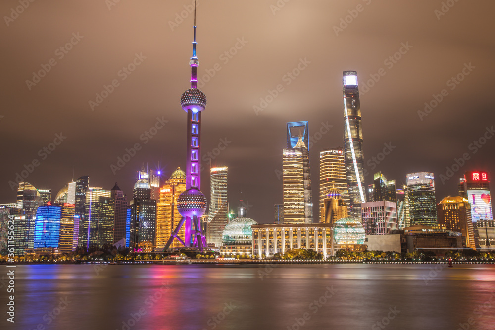 Wall mural shanghai skyline at night