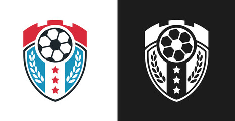 Logo, badge or label for football sport. Design templates emblem for soccer match, tournament, championship. Minimalistic vector illustration. © cgterminal