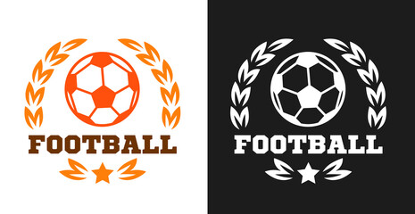 Logo, badge or label for football sport. Design templates emblem for soccer match, tournament, championship. Minimalistic vector illustration.