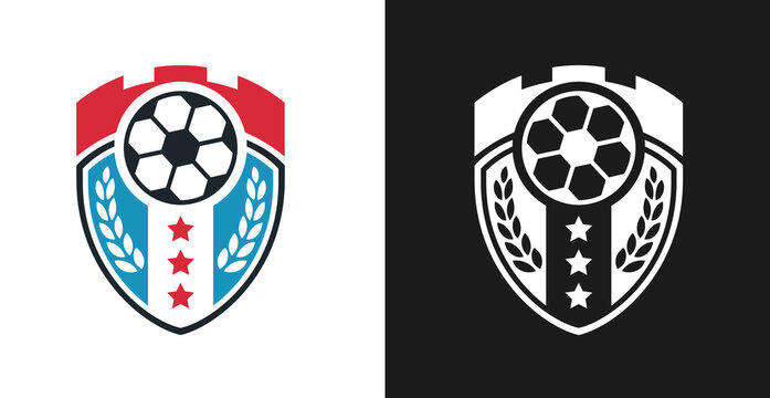 Logo, badge or label for football sport. Design templates emblem for soccer match, tournament, championship. Minimalistic vector illustration.