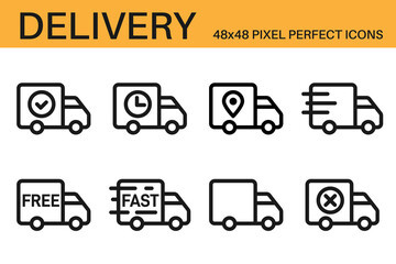Set of shipping, delivery icons. Delivery status symbols
