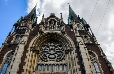 Fototapeta premium View to architectural fragments of the Greek Catholic Church St. Olha and St. Elizabeth, Lviv, Ukraine