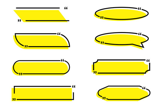 Quote box frame , vector icon.  Quote box icon. Speech bubble set. White background.