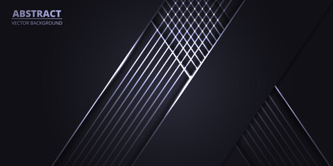 Dark gray abstract background with white light line on blank space. Black modern futuristic luxury technology dark background.