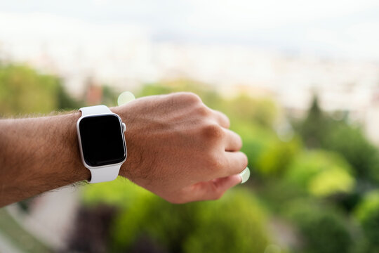 Close Up Shot Of Apple Watch On A Wrist.