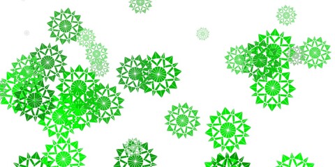 Light green, yellow vector template with ice snowflakes.