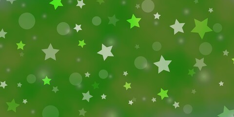 Light Green vector template with circles, stars. Abstract illustration with colorful spots, stars. Template for business cards, websites.