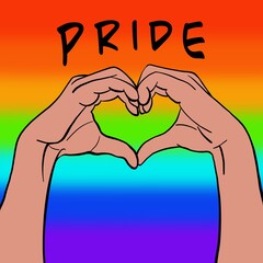 Obraz premium Stand up for pride, Pride LGBT rainbow flag, t-shirt print, Hand with LGBT flag, heart lgbt sign 