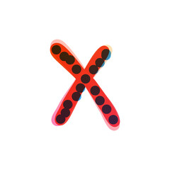 X letter logo handwritten with a red felt-tip pen.