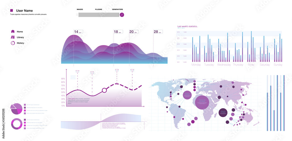 Poster modern modern infographic vector template with statistics graphs and finance charts. diagram templat