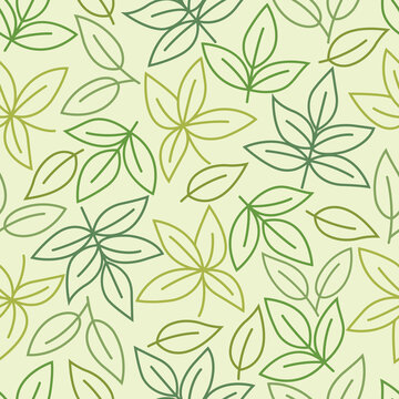 Leaf texture plants seamless pattern background. Perfect for garden and foliage themed backgrounds, nature wallpaper, herbal packaging, scrapbooking, or giftwrap projects. Surface pattern design.