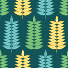 Pinnate leaves arrangement in plants seamless pattern background. Great for nature themed background, nature wallpaper, herbal packaging, fabric, and giftwrap projects. Surface pattern design.